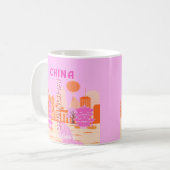 Sjanghai China Roze Reizen Kunst Koffiemok (Voorkant links)