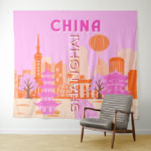Sjanghai China Roze Reizen Kunst Wandkleed (In Situ (horizontaal))