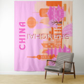 Sjanghai China Roze Reizen Kunst Wandkleed (In situ)