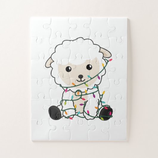 Sjeep-kerstwinter winterdieren schapen legpuzzel (Verticaal)