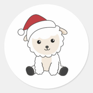 Sjeep-kerstwinter winterdieren schapen ronde sticker