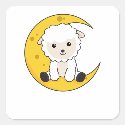 Sjeep Moon Good Night Cheap Count Sweet Animals Vierkante Sticker (Voorkant)