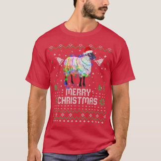 Sjeep Santa Hat Animal kerstboomverlichting T-shirt