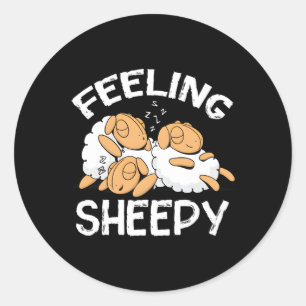 Sjeepy Sheep Slaap Slaapkop Fun Ronde Sticker