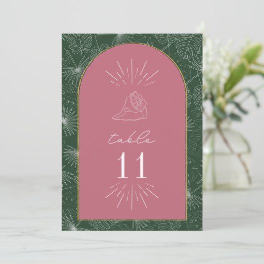 Sjell Palm Beach bruiloft Table Number Kaart (Staand voorkant)