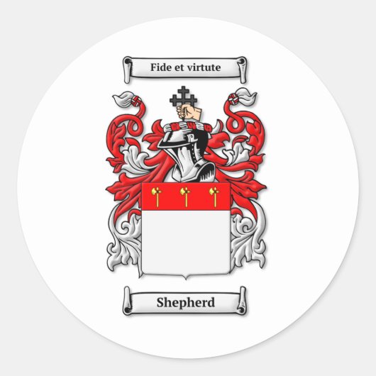 Sjepherd Family Crest Coats of Arms Ronde Sticker (Voorkant)