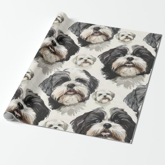 Sjiek Inpakpapier met Shih Tzu (Uitgerold)