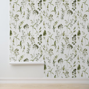 Sjieke Aquarel Loof Groen Blad Botanisch Woud Behang