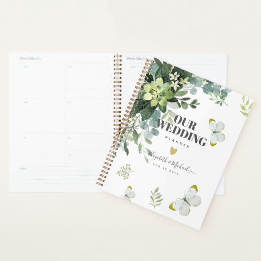 Sjieke Eucalyptus Groene Bladeren Smaragd Bruiloft Planner (Display)