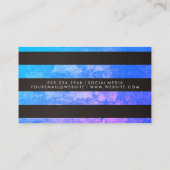 Sjieke strepenpatroon grunge blauw paars visitekaartje (Achterkant)