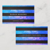 Sjieke strepenpatroon grunge blauw paars visitekaartje (Voorkant / Achterkant)