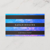 Sjieke strepenpatroon grunge blauw paars visitekaartje (Voorkant)