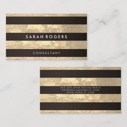 Sjieke Strepenpatroon Grunge Geel Visitekaartje (Voorkant / Achterkant)