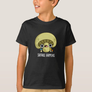 Sjitake gebeurt schamele paddenstoel donker BG T-shirt