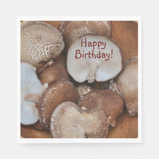Sjitake paddenstoelen Birthday Servet (Voorkant)