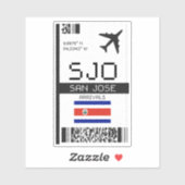 SJO San Jose Boarding Pass - Costa Rica Reizen Sticker (Vel)