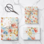 Sjofel Boho Wilde Bloemen Elegante Kleurrijke Bloe Inpakpapier Vel<br><div class="desc">Mooie 3 vellen inpakpapier met een prachtig romantisch aquarel bloemendesign. Met de hand geschilderde wilde bloemen in pastelkleurige perzik, korenbloem blauw, zacht blozend rood en warme gouden tinten met een luchtige, ongedwongen elegantie. Elke bloem is geborsteld met fijne kunsttextuur en legt de stille poëzie van een bloeiende weide vast. Perfect...</div>