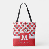 Sjofel Chic Rode, Zwarte & Witte Klaprozen Monogra Tote Bag (Achterkant)