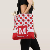 Sjofel Chic Rode, Zwarte & Witte Klaprozen Monogra Tote Bag (Dichtbij)