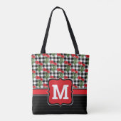 Sjofel Chic Rode, Zwarte & Witte Klaprozen Monogra Tote Bag (Achterkant)