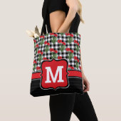 Sjofel Chic Rode, Zwarte & Witte Klaprozen Monogra Tote Bag (Dichtbij)