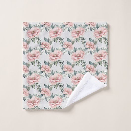 Sjofel Chic Roze Bloemen Bloemmotief Botanisch Bad Handdoek (Wasdoekje)