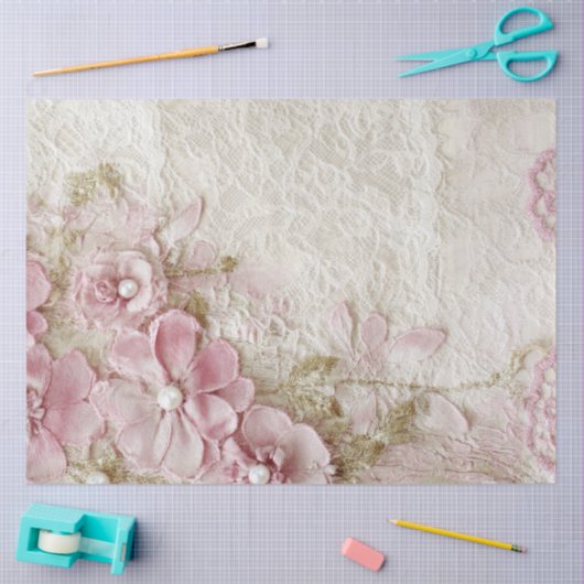 Sjofel Chic Roze Kant  Tissuepapier (Craft)
