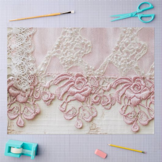 Sjofel Chic Roze Kant  Tissuepapier (Craft)