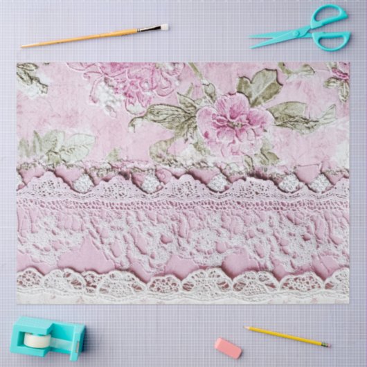 Sjofel Chic Roze Kant  Tissuepapier (Craft)
