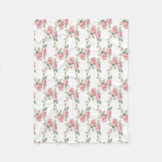 Sjofel Chic Roze Roos Bloem Fleece Deken (Voorkant)
