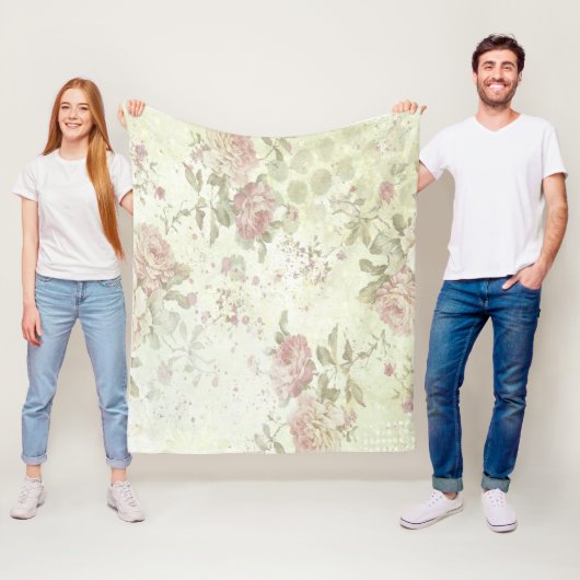 Sjofel Chic Roze Roos Bloem Fleece Deken (In situ)