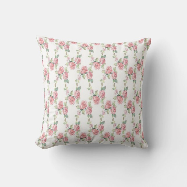 Sjofel Chic Roze Roos Bloem Kussen (Voorkant)