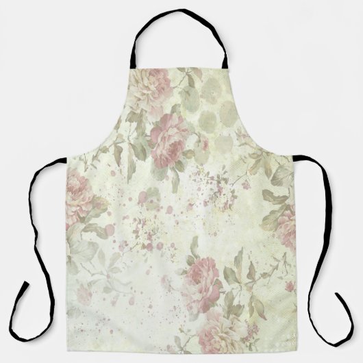 Sjofel Chic Roze Roos Bloem Schort (Voorkant)