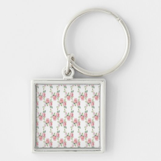 Sjofel Chic Roze Roos Bloem Sleutelhanger (Voorkant)