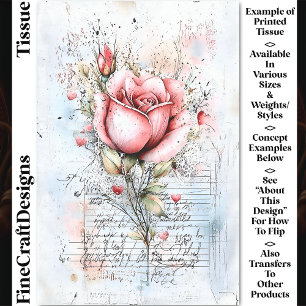 Sjofel Chic Roze Roos & Hartjes CJ8 Decoupage Tissuepapier