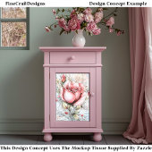 Sjofel Chic Roze Roos & Hartjes CJ8 Decoupage Tissuepapier