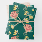 Sjofel Roze Groene Tuin Inpakpapier Vel (In situ)