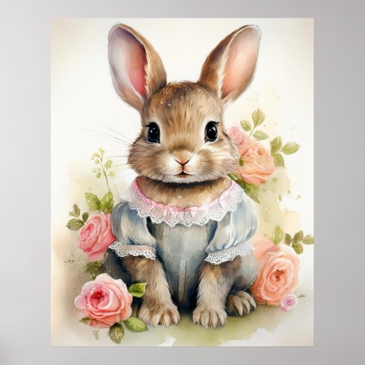 Sjofele Antieke Konijn Meisje Poster (Voorkant)