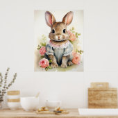 Sjofele Antieke Konijn Meisje Poster (Keuken)