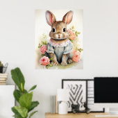 Sjofele Antieke Konijn Meisje Poster (Thuiskantoor)