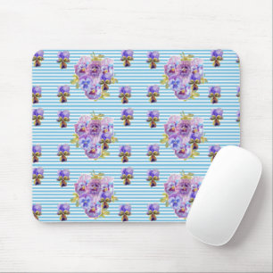 Sjofele blauwe Pansy bloem streep muismat pad