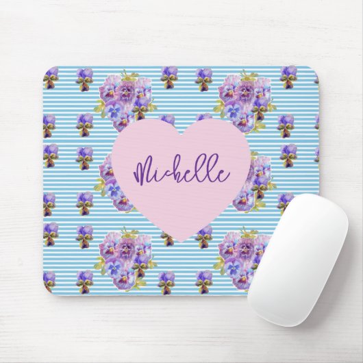 Sjofele blauwe violier bloem streep muismat pad (Met muis)
