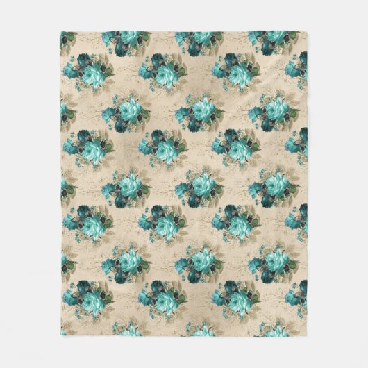 Sjofele Bloem Aqua Serie Ontwerp 3 Fleece Deken (Voorkant)