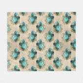 Sjofele Bloem Aqua Serie Ontwerp 3 Fleece Deken (Voorkant (Horizontaal))