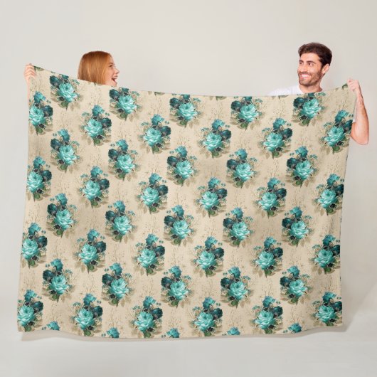 Sjofele Bloem Aqua Serie Ontwerp 3 Fleece Deken (In situ)