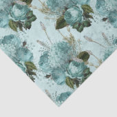 Sjofele Bloemige Aqua Serie Ontwerp 7 Tissuepapier (Detail)