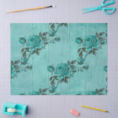 Sjofele Bloemige Turquoise Serie Ontwerp 2 Tissuepapier (Craft)