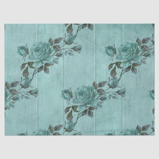 Sjofele Bloemige Turquoise Serie Ontwerp 2 Tissuepapier (Voorkant)