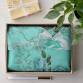Sjofele Bloemige Turquoise Serie Ontwerp 3 Tissuepapier (Geschenk)