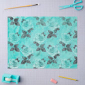 Sjofele Bloemige Turquoise Serie Ontwerp 4 Tissuepapier (Craft)